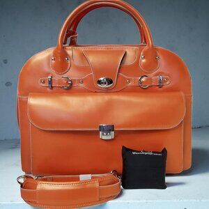 mcklein usa roseville ladies 15"h X 11"w rolling with detachable cowhide leather